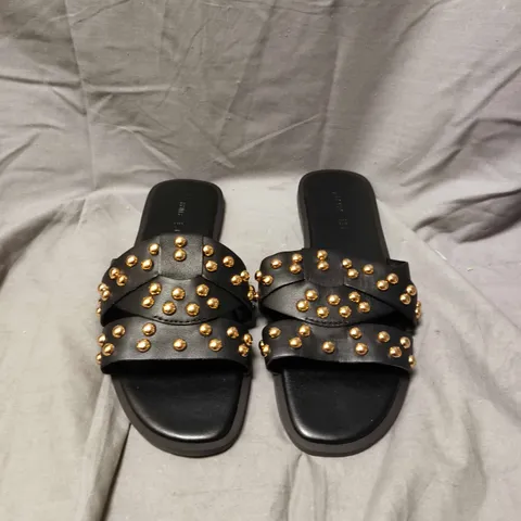 BLACK STUDDED SLIDE SANDALS BY VERY -SIZE 7