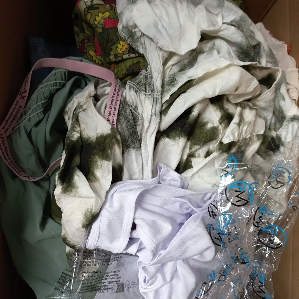 APPROXIMATELY 25 ASSORTED CLOTHING PRODUCTS IN VARIOUS STYLES & SIZES
