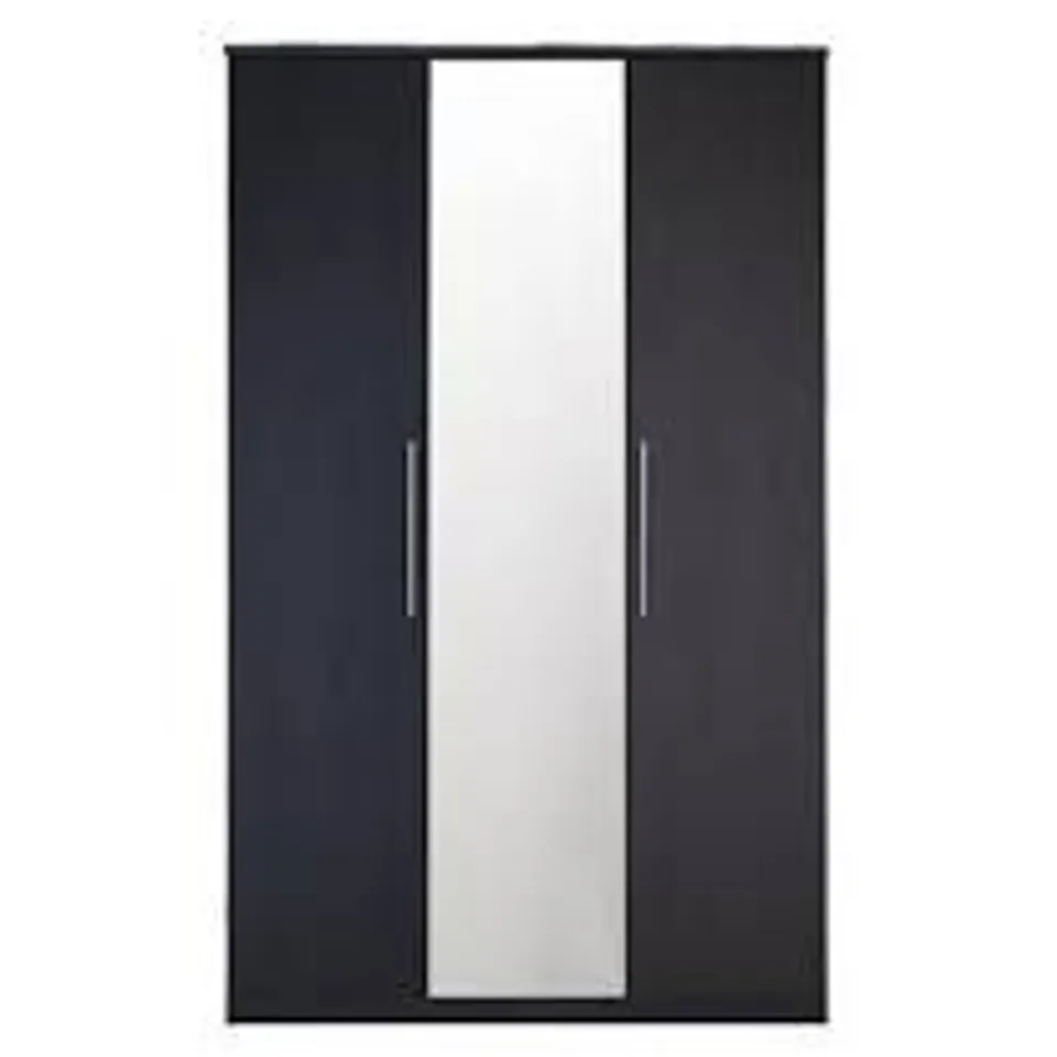 BOXED GRADE 1 PRAGUE BLACK ASH 3 DOOR ROBE WITH MIRRORS (3 BOXES) RRP £513