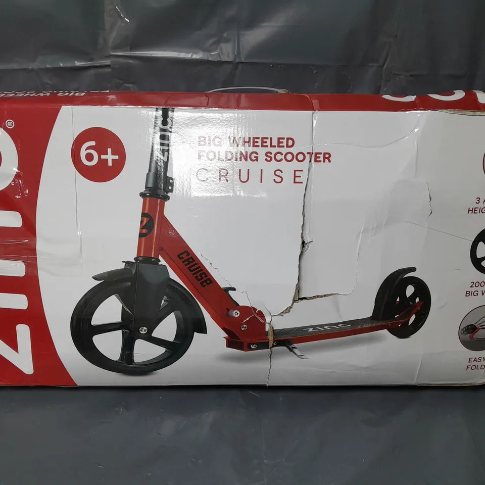 ZINC BIG WHEELED FOLDING CRUISE SCOOTER - RED - COLLECTION ONLY