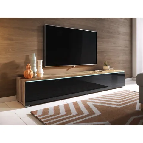 BOXED DOYAL TV STAND FOR TVS UP TO 78" - WOTAN/BLACK HIGH GLOSS (1 BOX)