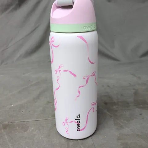 OWALA WATER BOTTLE – PINK & WHITE RIBBON PATTERN