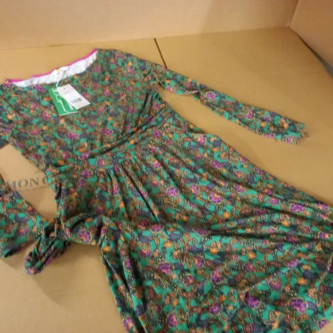 BODEN GREEN PATTERNED DRESS - UK 10 P