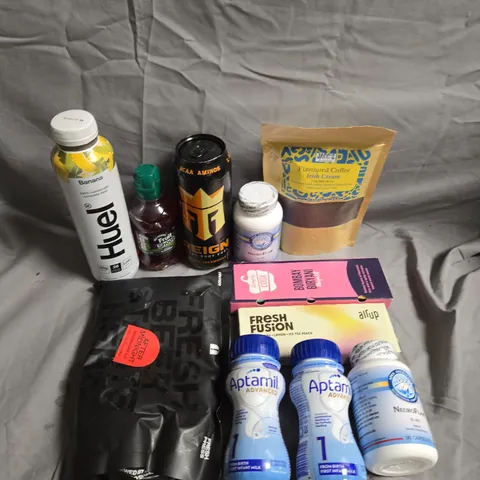 APPROXIMATELY 5 ASSORTED FOOD &DRINK ITEMS TO INCLUDE - HUEL, APTAMIL AND FRUIT SHOOTS  - COLLECTION ONLY