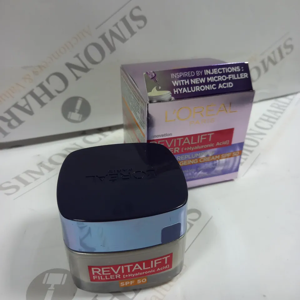 L'OREAL PARIS REVITALIFT FILLER + HYALURONIC ACID ANTI AGEING ANTI-WRINKLE SPF 50 REPLUMPING DAY CREAM 50ML