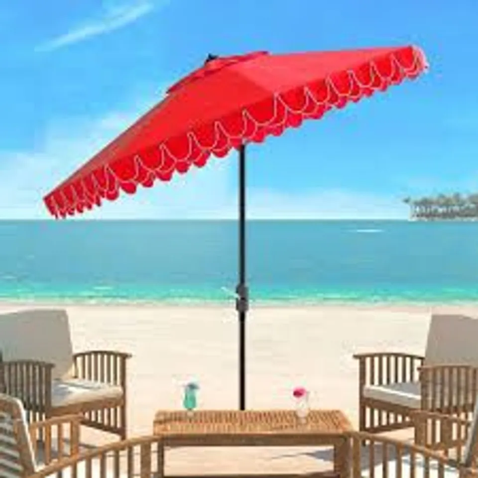 BOXED ELEGANT VALANCE 9FT AUTO TILT UMBRELLA - RED (1 BOX)