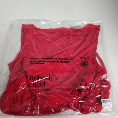 BAGGED NOBODYS CHILD RUCHED SIDE TIE TOP IN RED - UK 10