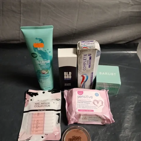 APPROXIMATELY 20 HEALTH AND BEAUTY PRODUCTS TO INCLUDE AQUAFRESH COMPLETE CARE TOOTHPASTE, SENSITIVE FACIAL WIPES AND GIVE ME SHAMPOO