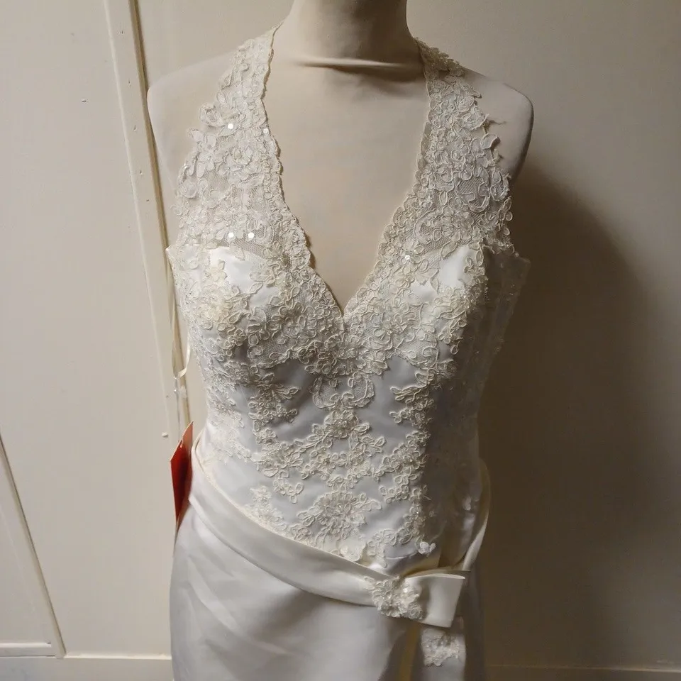 ROSETTA NICOLINI IVORY FLORAL PATTERN SEQUIN WEDDING DRESS SIZE 12
