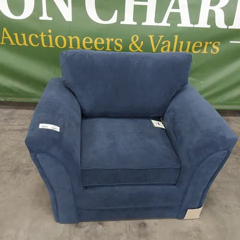 DESIGNER EASY CHAIR BLUE PLUSH FABRIC