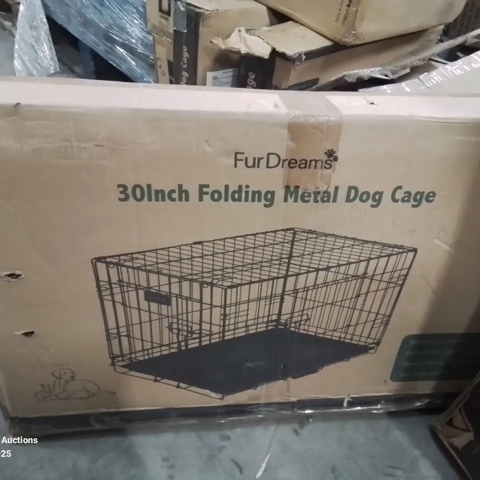 BOXED 30INCH FOLDING METAL DOG CAGE