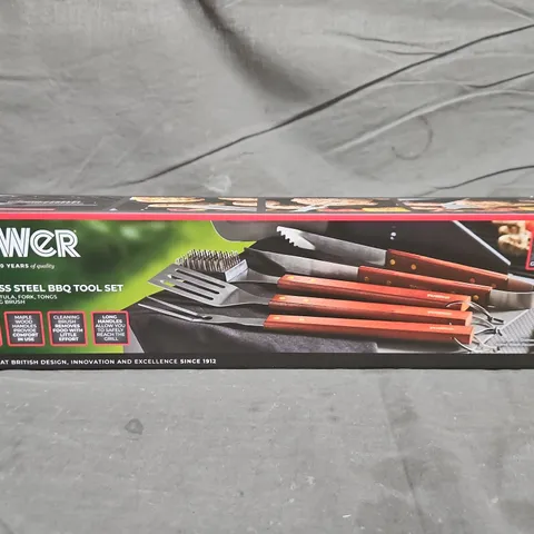BOXED TOWER 4 PIECE STAINLESS STEEL BBQ TOOL SET