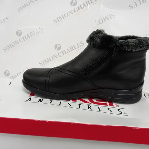 BOXED RIEKER FUR CUFF BOOTS, BLACK - SIZE 5