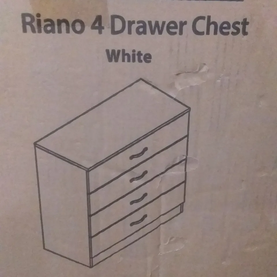 BOXED RIANO 4 DRAWER CHEST - WHITE 75 X 36 X 72CM