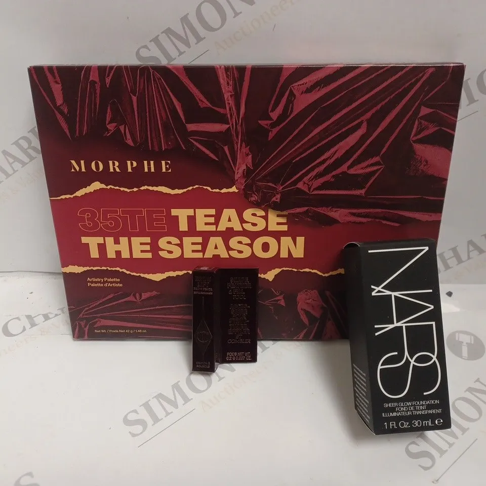 MORPHE 35TE TEASE THE SEASON, CT BROW LIFT BROW PENCIL, NARS SHEER GLOW FOUNDATION 