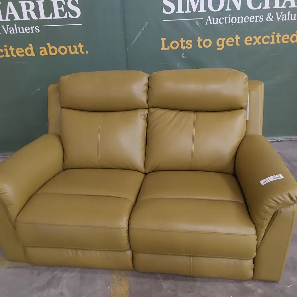 DESIGNER TWO SEATER SOFA MUSTARD LEATHER 