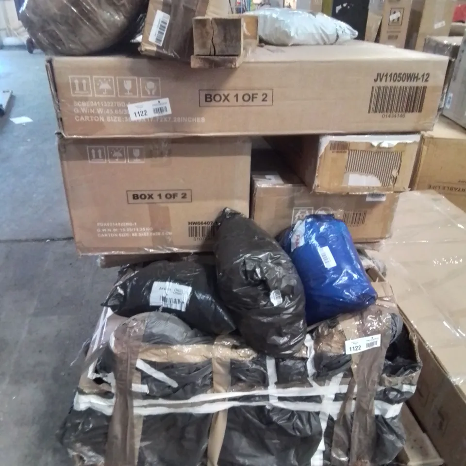 PALLET CONTAINING VARIOUS ASSORTED INCOMPLETE FURNITURE PARTS AND OTHER HOUSEHOLD ITEMS 