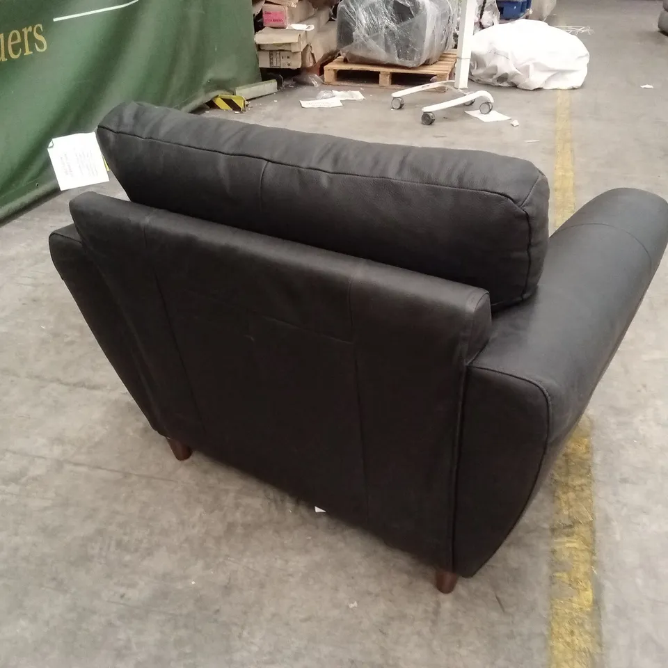 SHAY ITALIAN LEATHER ARMCHAIR - BLACK RRP £599