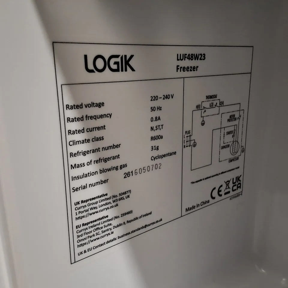 LOGIK LUF48W23 UNDERCOUNTER FREEZER - WHITE