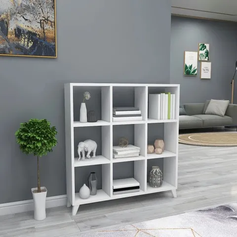 BOXED 9 CUBE SQUARE BOOKCASE WITH LEGS CABINET STORAGE SHELVING DISPLAY