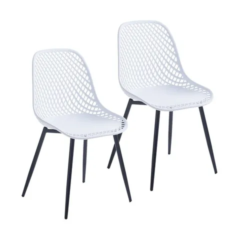 BOXED PORTHOS HOME EGIL DINING CHAIRS SET OF 2, PLASTIC BACK, IRON LEGS -WHITE-