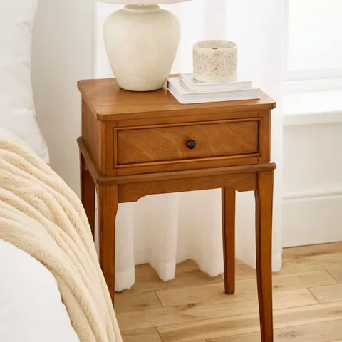 BOXED HAZEL 1 DRAWER BEDSIDE TABLE - WALNUT