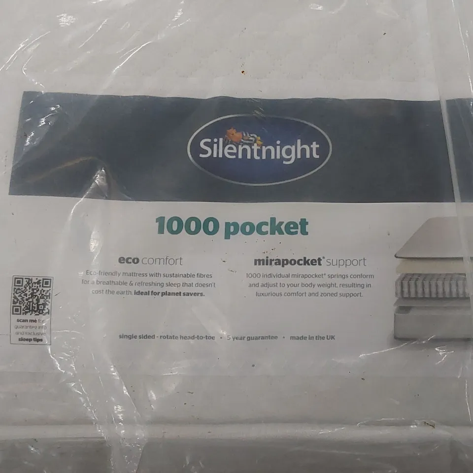 BAGGED SILENTNIGHT 4FT6 DOUBLE SIZED 1000 POCKET MATTRESS 