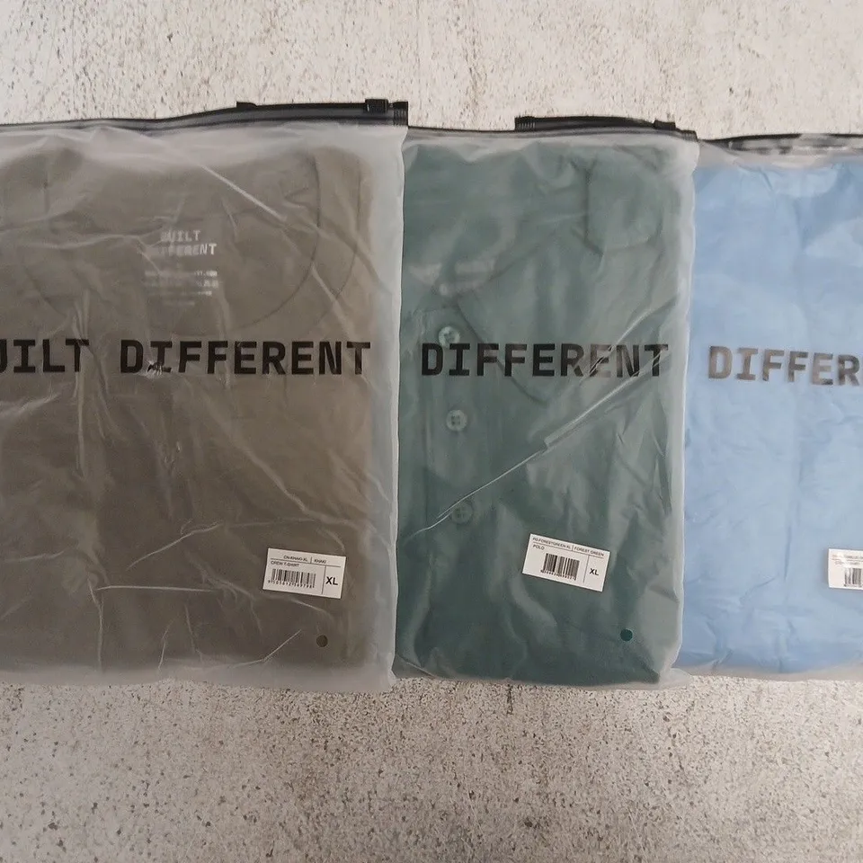 SET OF APPROXIMATELY 10 ASSORTED BUILT DIFFERENT T-SHIRTS/SHIRTS IN VARIOUS COLOURS AND SIZES