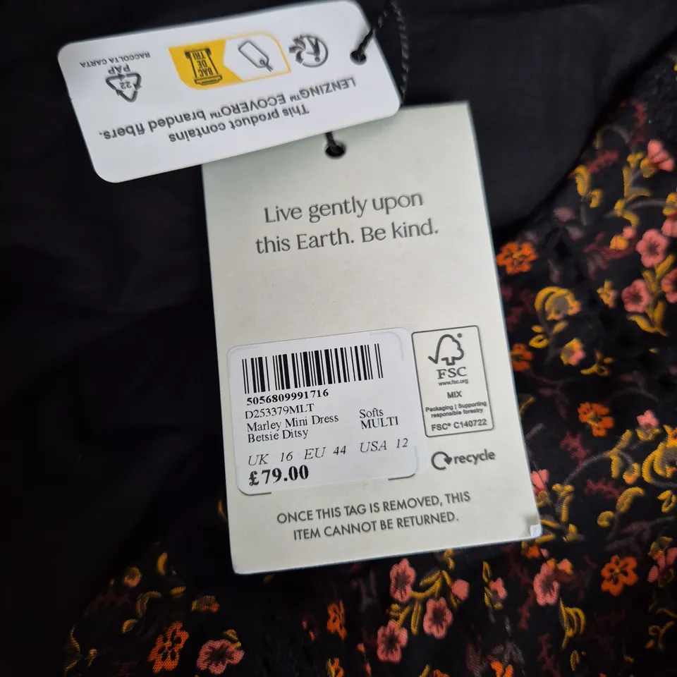 NOBODY'S CHILD MARLEY MINI DRESS BETSIE DITSY – FLORAL PRINT – UK 16
