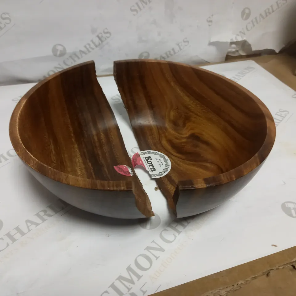 PREMIER HOUSEWARES 1104577 RUSTIC WOOD FRUIT BOWLS CARVED SOLID FRUIT SERVING BOWL ACACIA WOOD SALAD BOWL WOODEN BOWLS 10 X 26 X 26 CM NATURAL