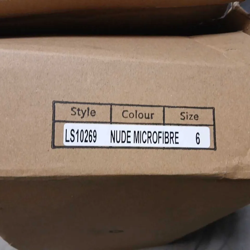 WOMEN'S NUDE MICROFIBRE MOCCASIN SLIPPERS WITH FAUX FUR LINING – UK 6 (STYLE LS10269)