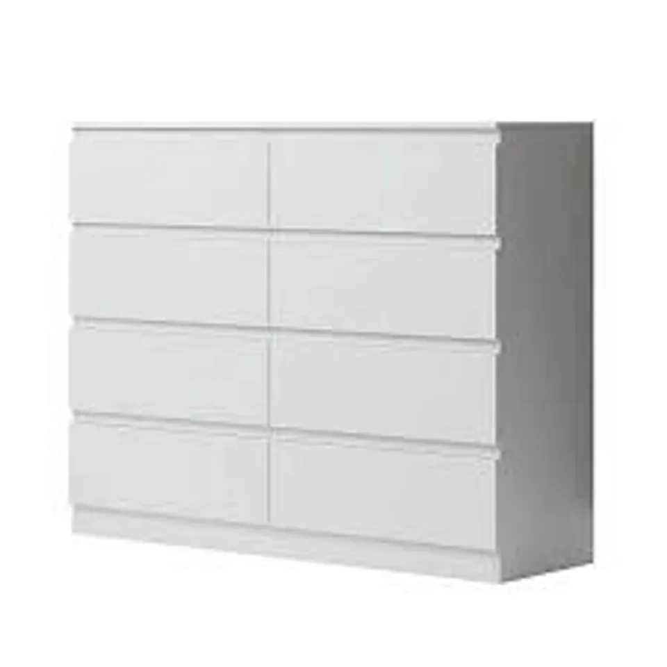 BOXED CARLTON 4+4 DRAWER CHEST - WHITE GLOSS (2 BOXES)