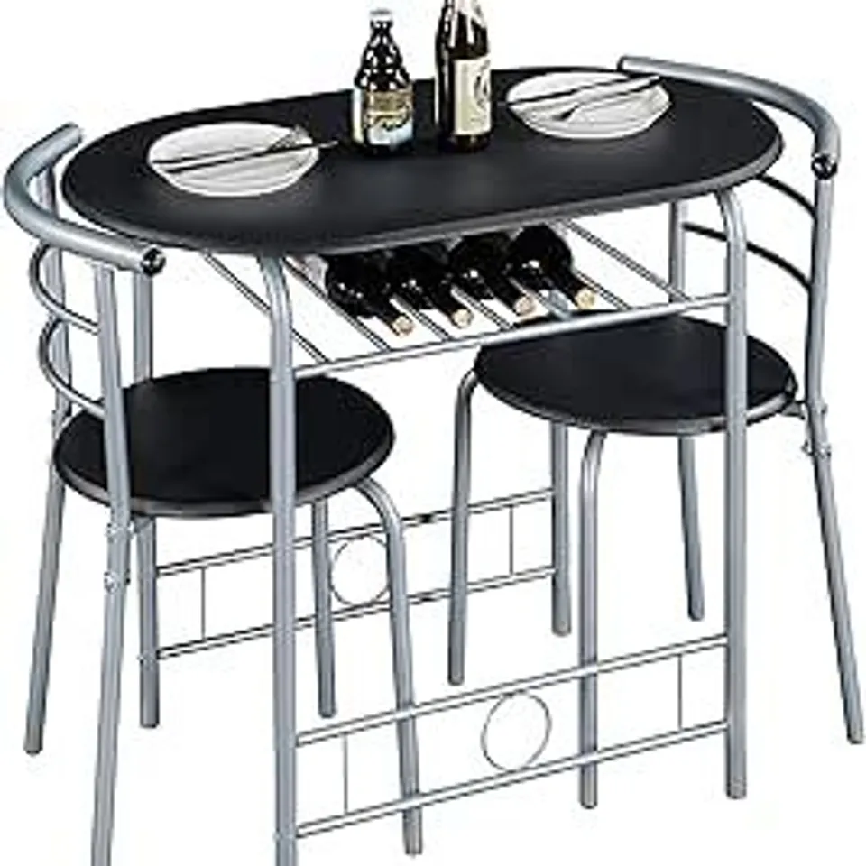 BOXED YAHEETECH 3 PIECE DINING ROOM SET - BLACK (1 BOX)