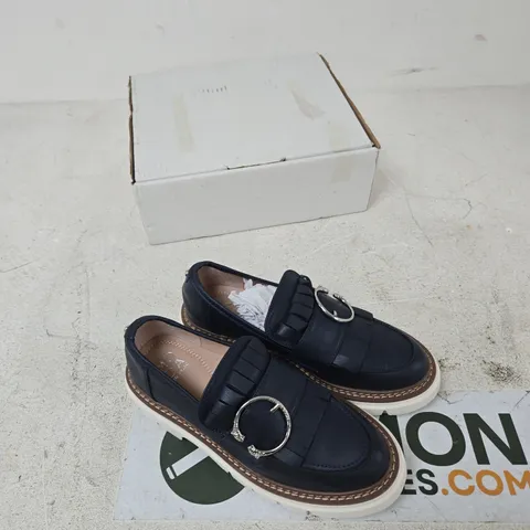 MODA IN PELLE NAVY LEATHER LOAFERS WITH BUCKLE – UK 5 (EU 38)