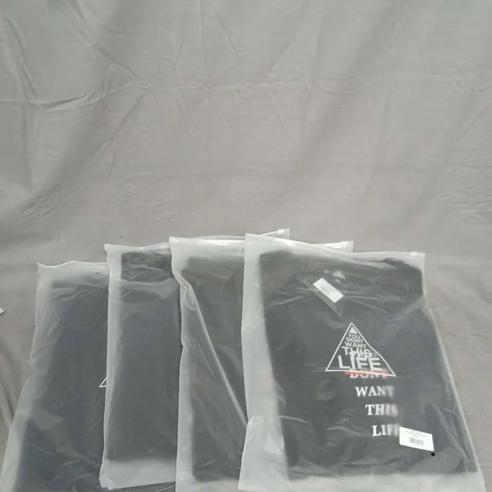 YOU DON'T WANT THIS LIFE REDLINE OVERSIZED T-SHIRT – BLACK, SIZE XXL – LOT OF 4