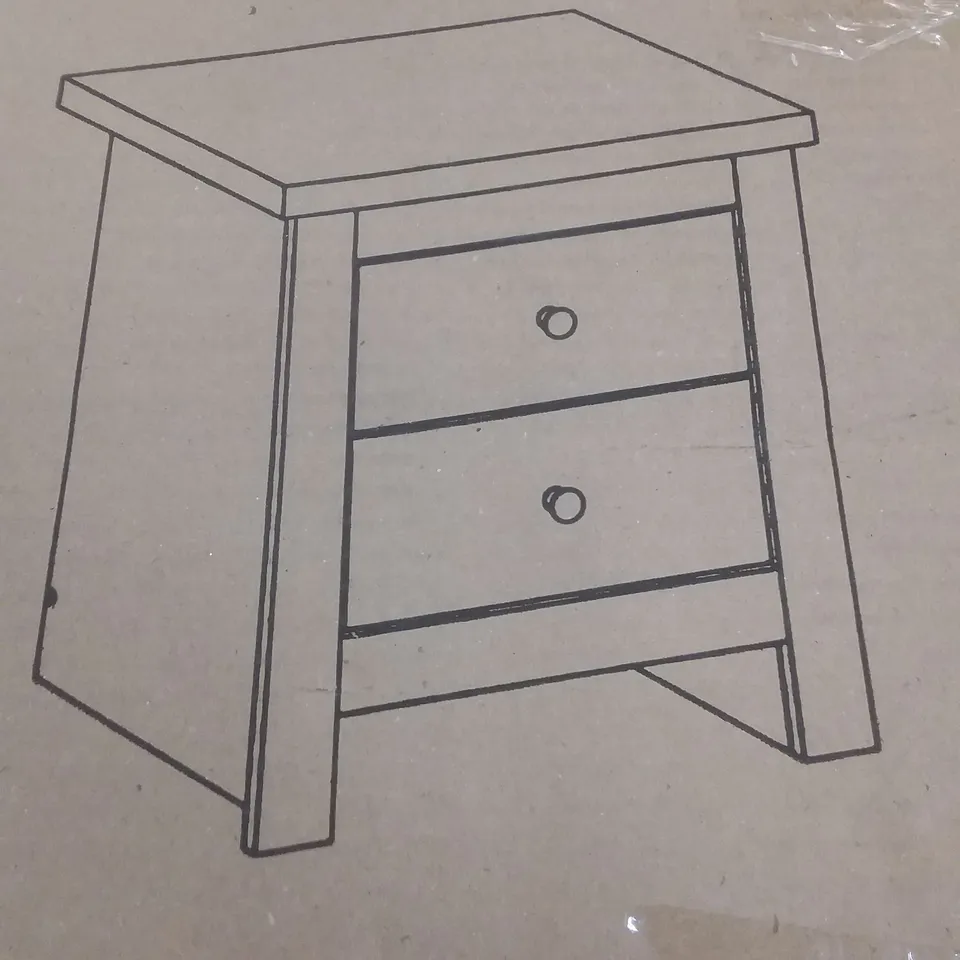 BOXED 2 DRAWER BEDSIDE CABINET - LIGHT GREY