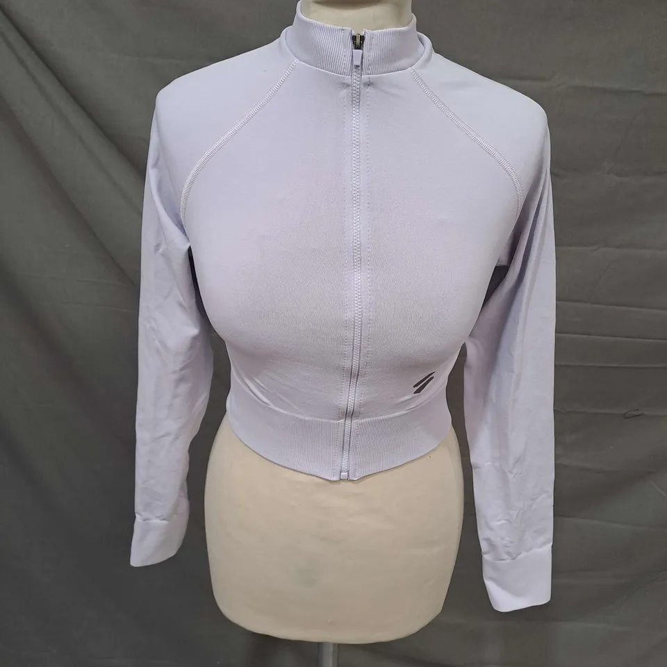 SUPERDRY SPORT SEAMLESS ZIP MID LAYER JACKET IN THISTLE LILAC SIZE 10-12