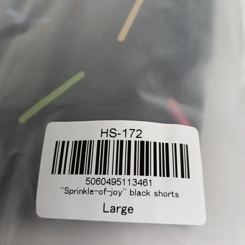 SPRINKLE-OF-JOY BLACK SHORTS – LARGE
