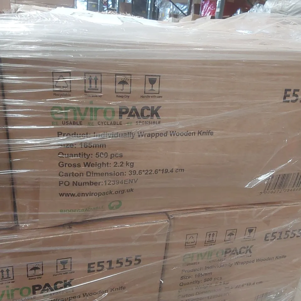 PALLET CONTAINING APPROXIMATELY 29,000 ENVIRONMENTALLY FRIENDLY DISPOSABLE WOODEN KNIVES