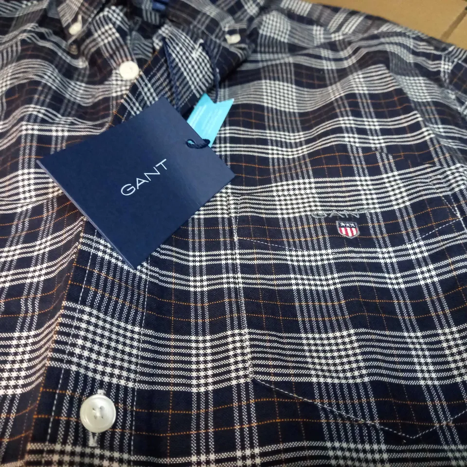GANT NAVY CHECKER SHIRT - MEDIUM