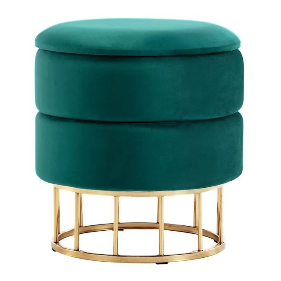 BOXED DOROTHEA VELVET STORAGE STOOL GREEN