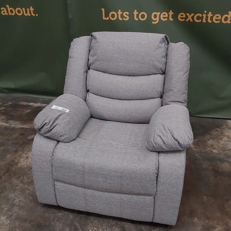 DESIGNER MANUAL RECLINING EASY CHAIR GREY FABRIC 