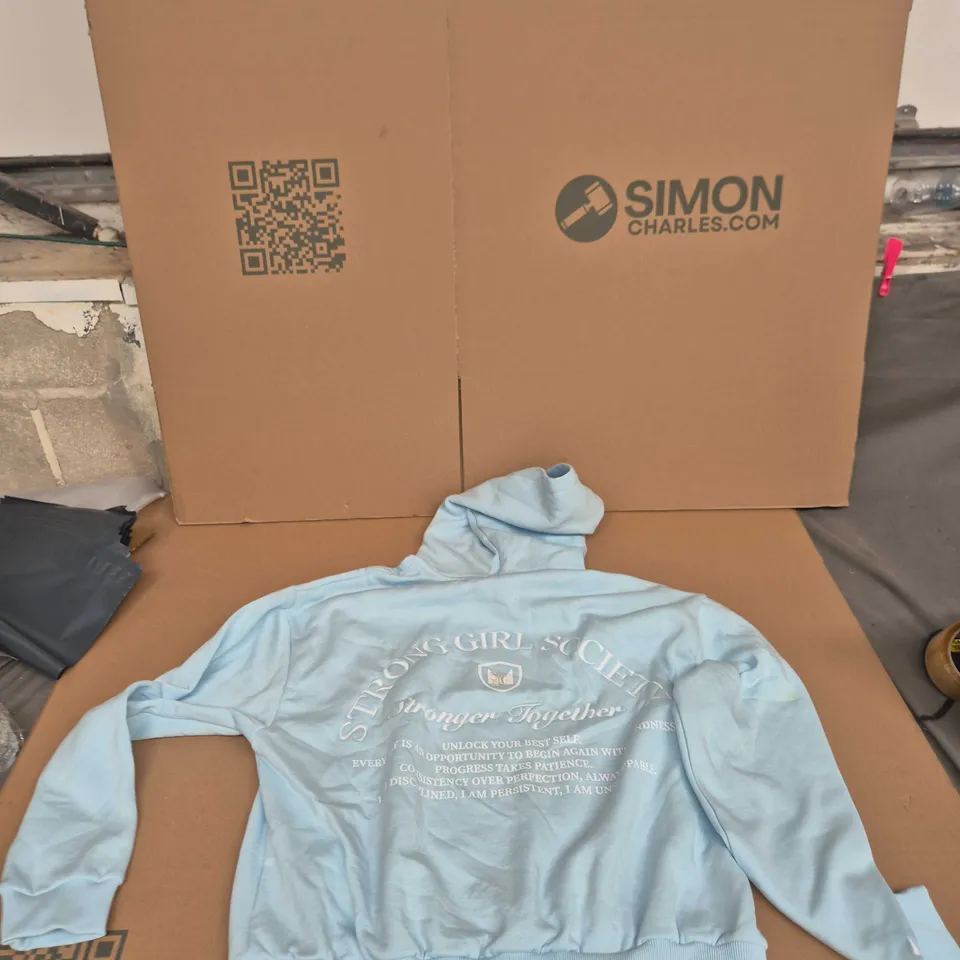 MP WOMEN'S BASICS SGS GRAPHIC OVERSIZED HOODIE - BABY BLUE - UK SIZE L