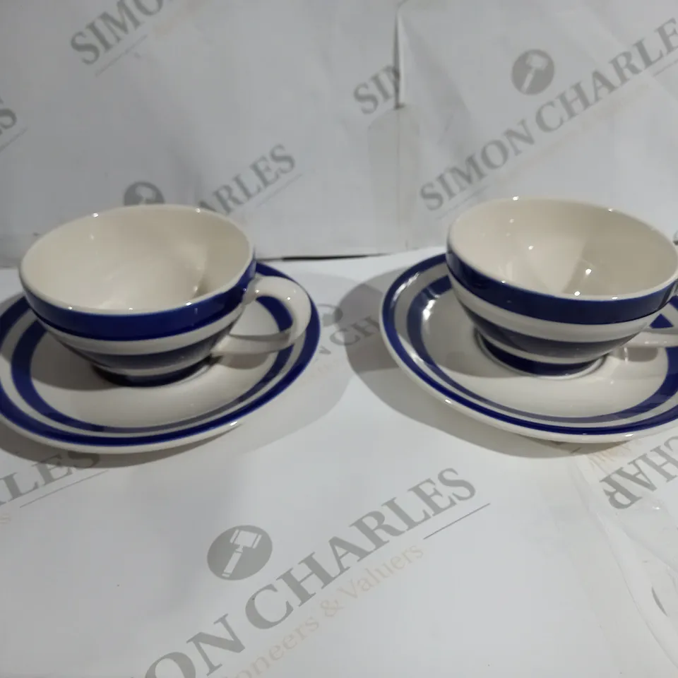 SET OF 2 STRIPED CUPS AND SIDE DISHES