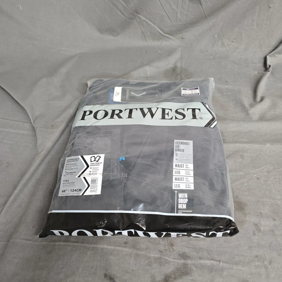 PORTWEST WX3 TROUSERS IN METAL GREY WITH KNEEPADS SIZE 48" REGULAR