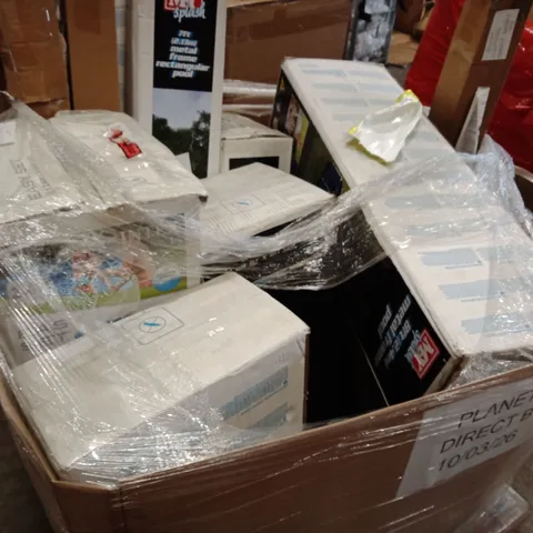 PALLET OF ASSORTED BOXES PRODUCTS TO INCLUDE; SWIMMING POOL FAN,PLAY MAT,ETC