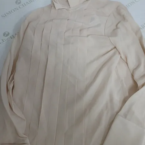 JOHN LEWIS SILK PLEAT SHIRT IN BEIGE - SIZE 10