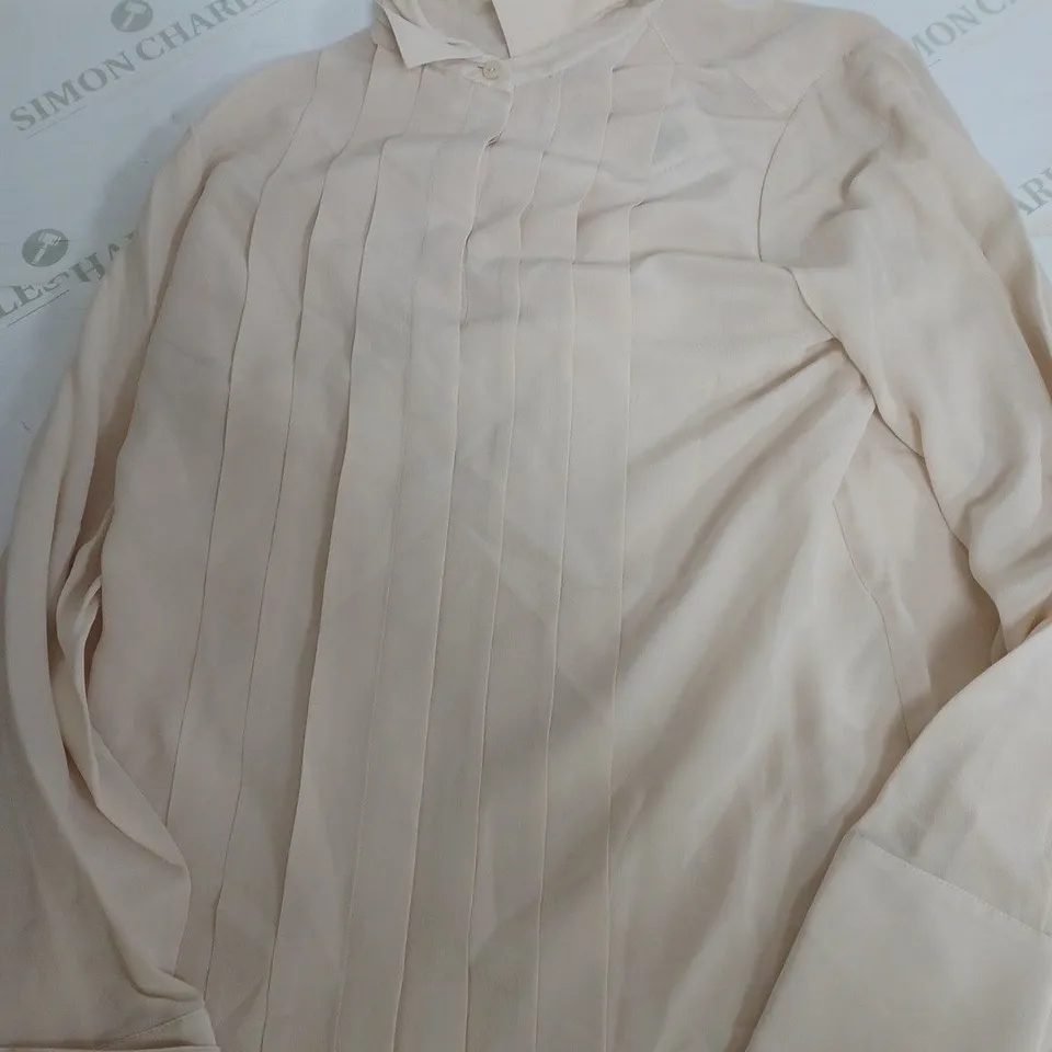 JOHN LEWIS SILK PLEAT SHIRT IN BEIGE - SIZE 10