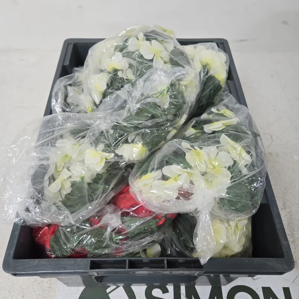 APPROXIMATELY 7 ASSORTED FAUX FLOWER DECORATIVE BUNDLES 