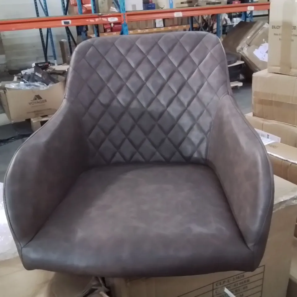 BOXED MOREE SET OF TWO BROWN PU LEATHER DINING CHAIRS